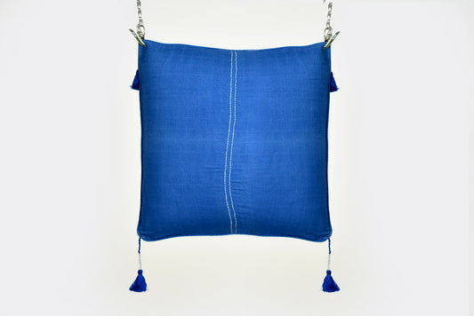 Amber deep blue cushion with tassels