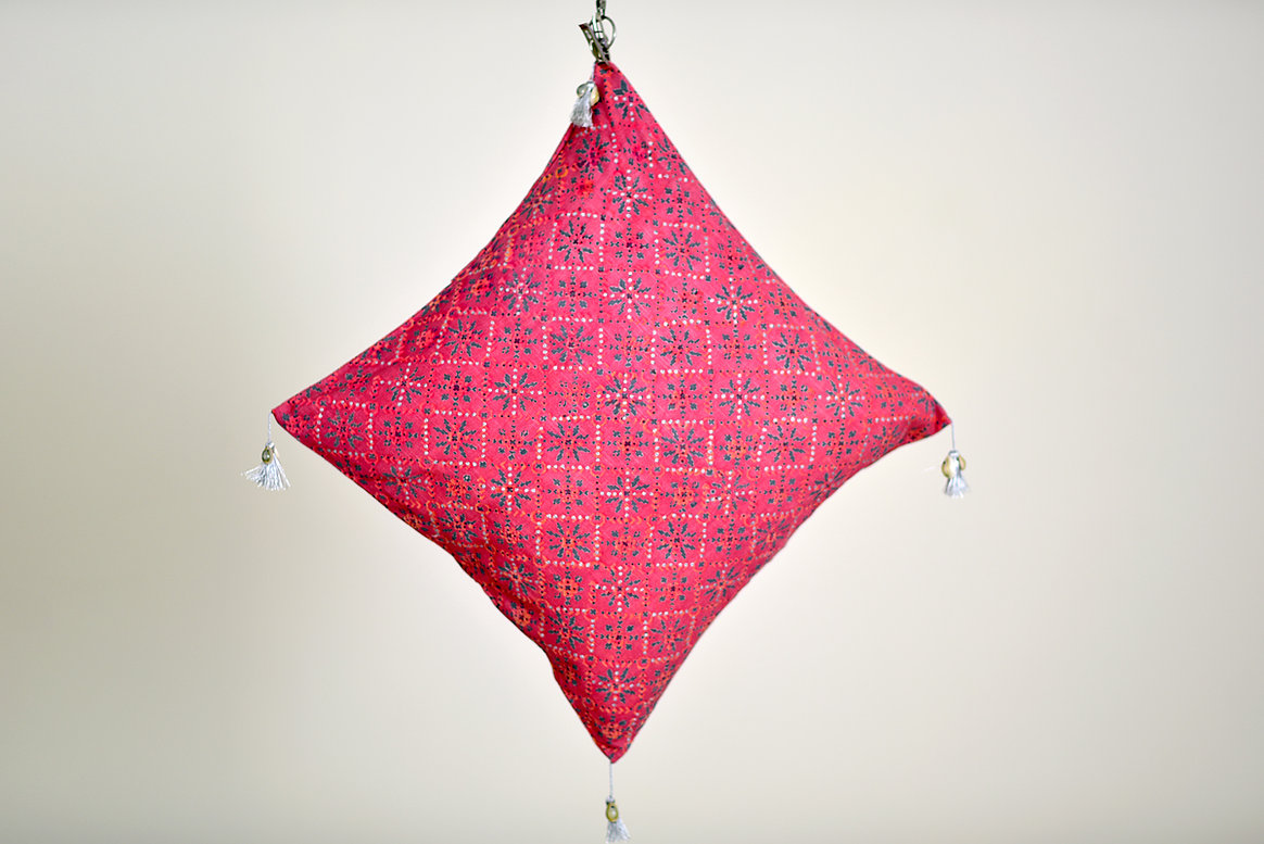 Asiyah Pink Cushion With Zari Embroidery