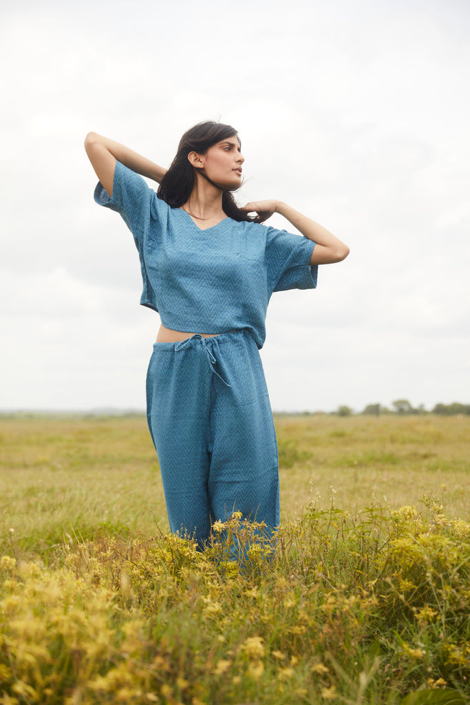 Nomad Indigo blockprinted nightsuit