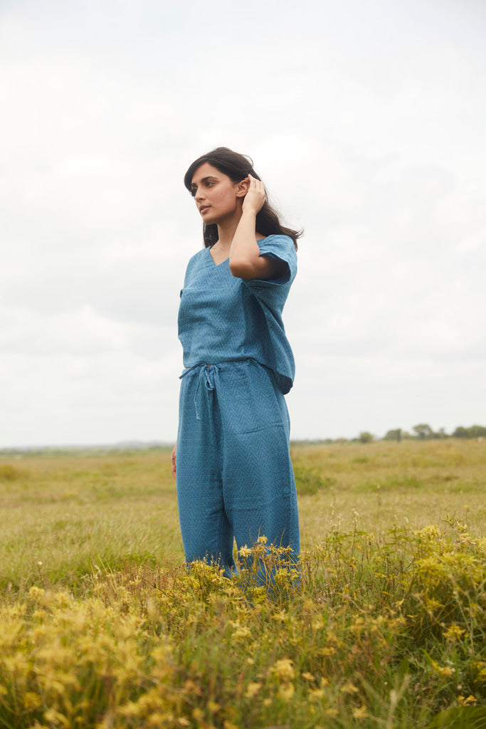Nomad Indigo blockprinted nightsuit