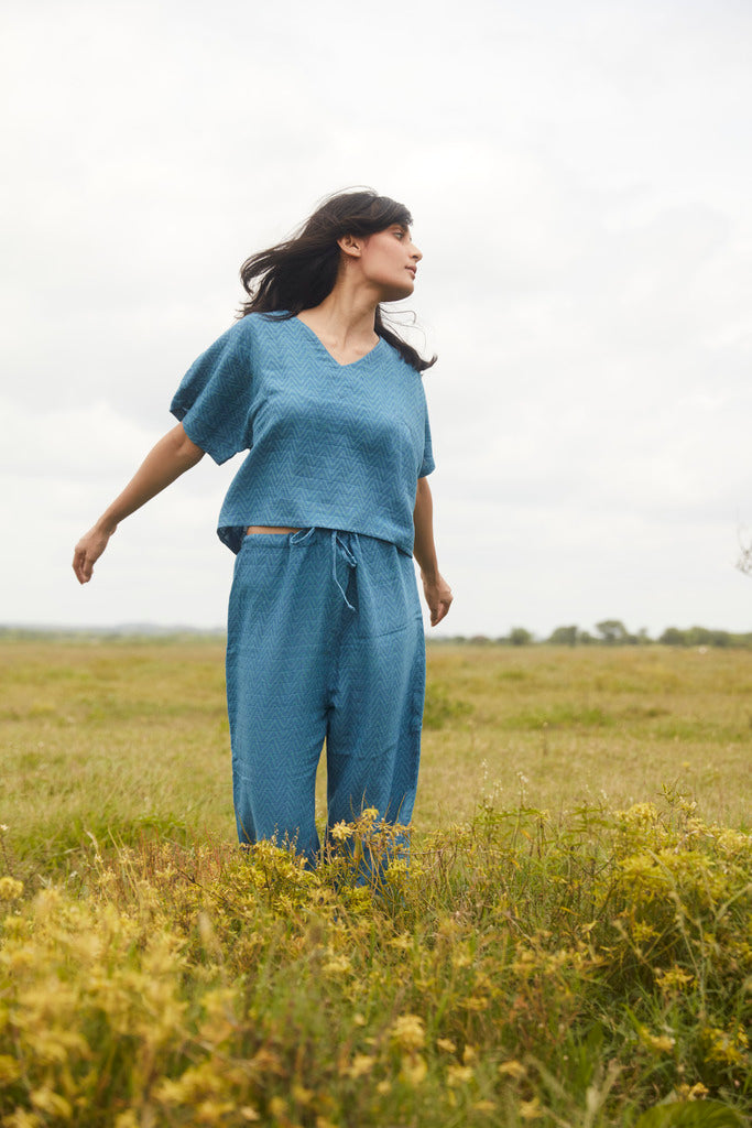 Nomad Indigo blockprinted nightsuit