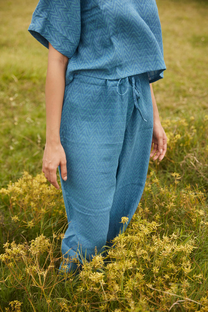 Nomad Indigo blockprinted nightsuit